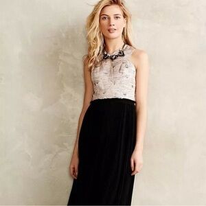 Anthropologie Nomad Morgan Carper Isobel Midi Dress Metallic